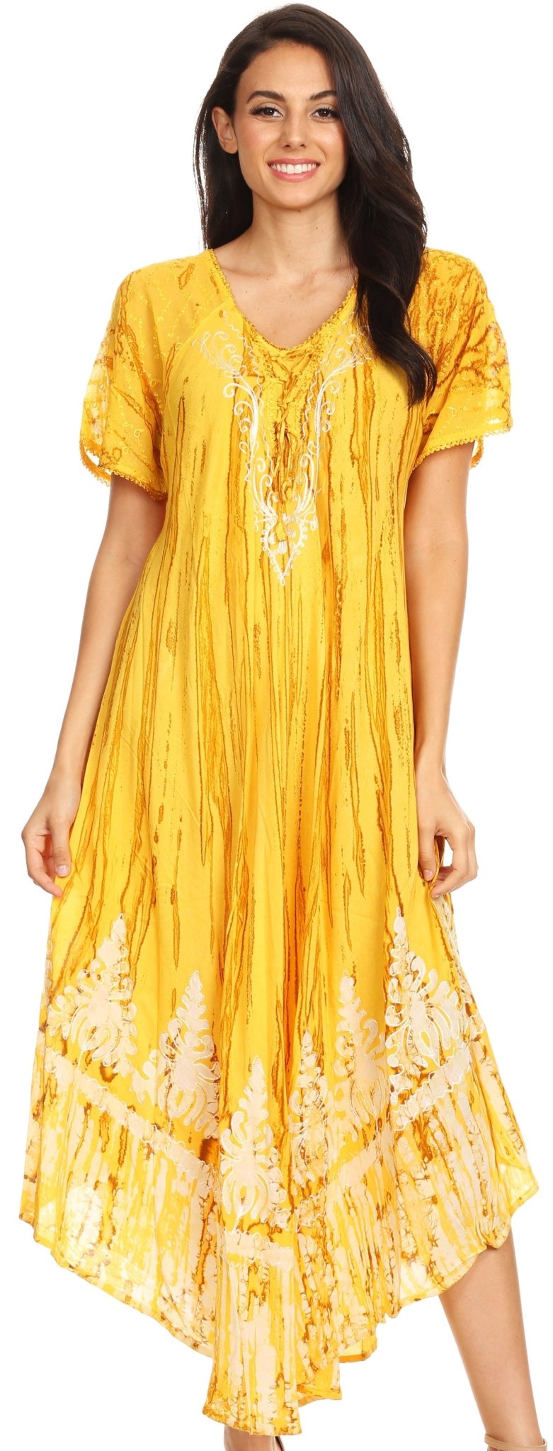 Sakkas Devora Women's Maxi NightGown Caftan Kaftan Dress Tie Dye Batik & Corset dresses La Vie Bien Sakkas Devora Women's Maxi NightGown Caftan Kaftan Dress Tie Dye Batik & Corset