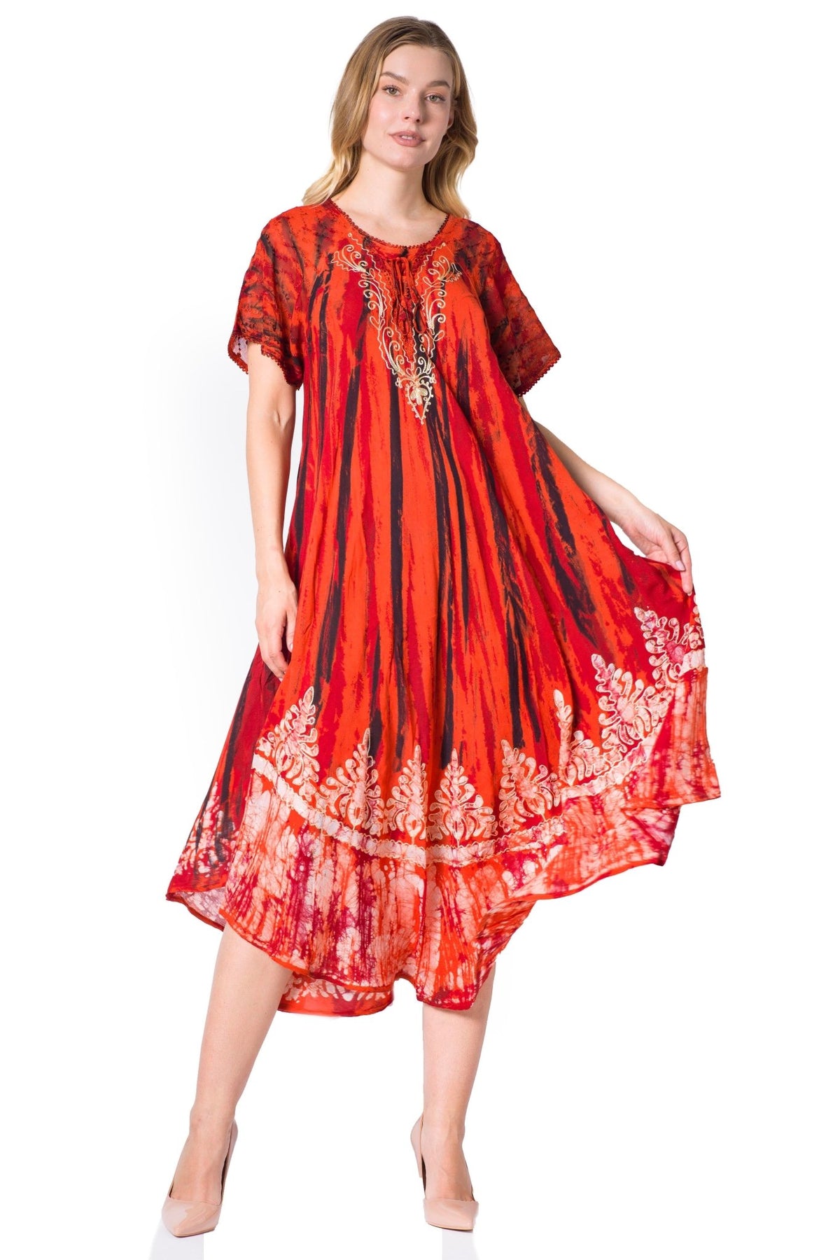 Sakkas Devora Women's Maxi NightGown Caftan Kaftan Dress Tie Dye Batik & Corset dresses La Vie Bien Sakkas Devora Women's Maxi NightGown Caftan Kaftan Dress Tie Dye Batik & Corset