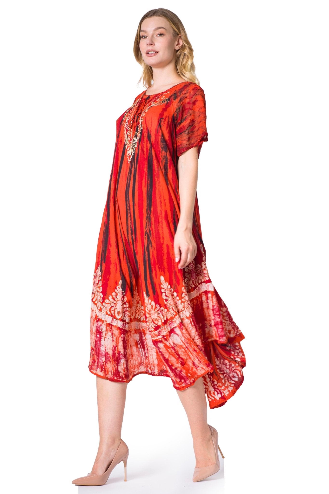 Sakkas Devora Women's Maxi NightGown Caftan Kaftan Dress Tie Dye Batik & Corset dresses La Vie Bien Sakkas Devora Women's Maxi NightGown Caftan Kaftan Dress Tie Dye Batik & Corset