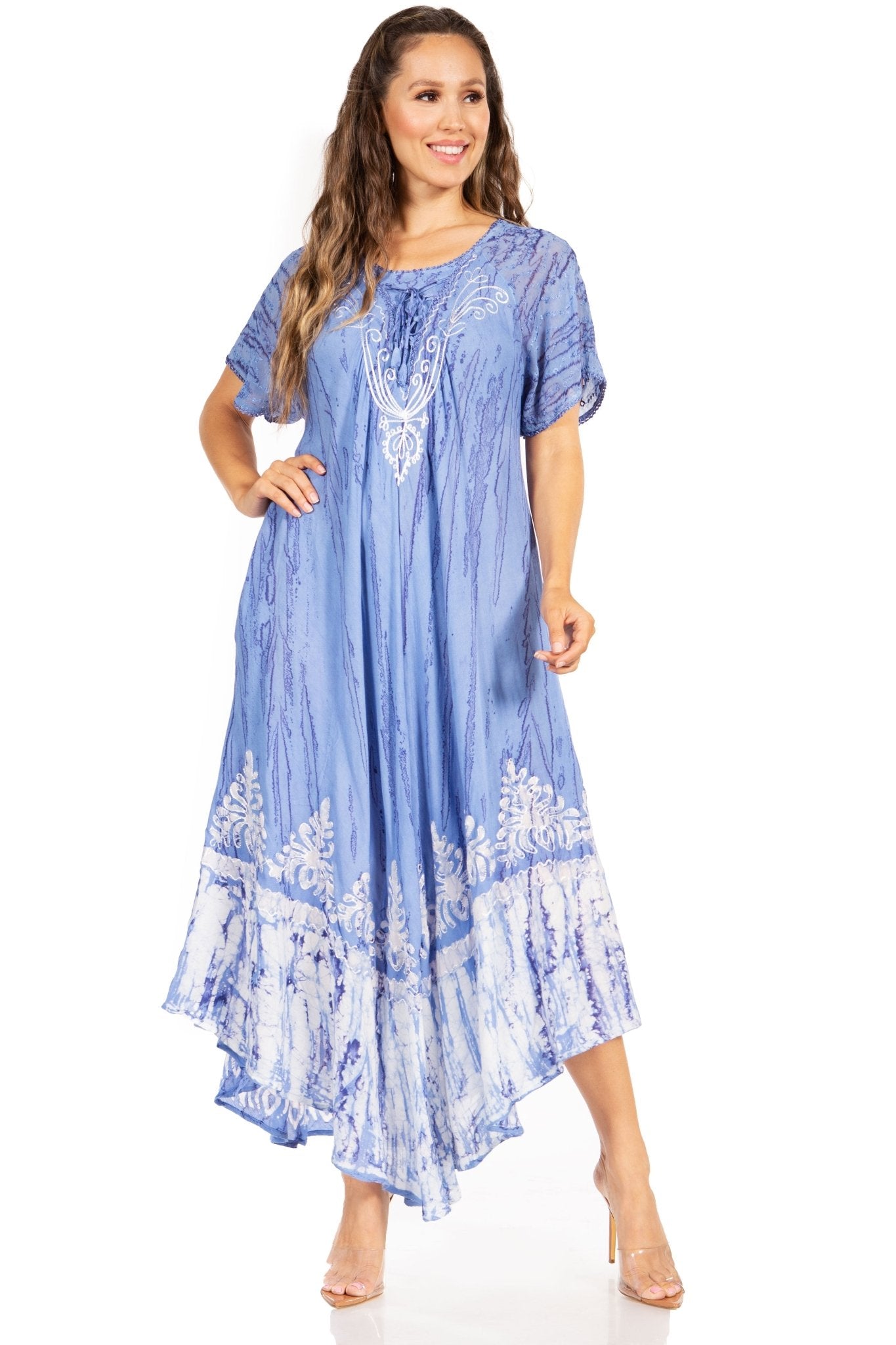Sakkas Devora Women's Maxi NightGown Caftan Kaftan Dress Tie Dye Batik & Corset dresses La Vie Bien Sakkas Devora Women's Maxi NightGown Caftan Kaftan Dress Tie Dye Batik & Corset