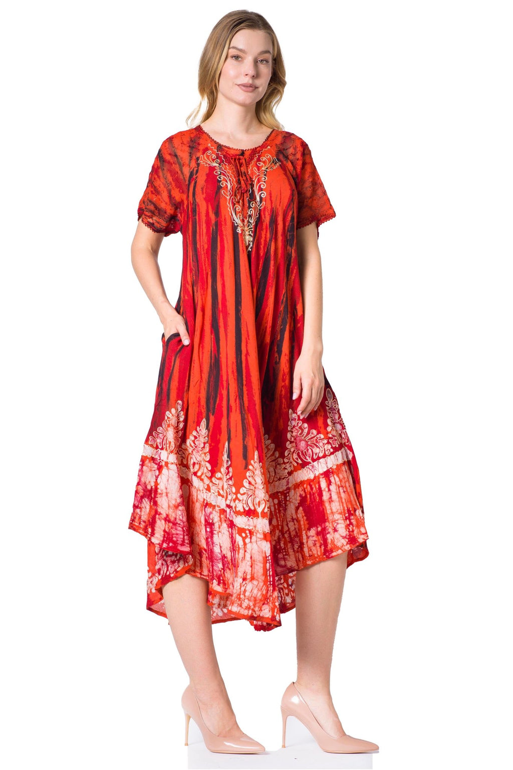 Sakkas Devora Women's Maxi NightGown Caftan Kaftan Dress Tie Dye Batik & Corset dresses La Vie Bien Sakkas Devora Women's Maxi NightGown Caftan Kaftan Dress Tie Dye Batik & Corset