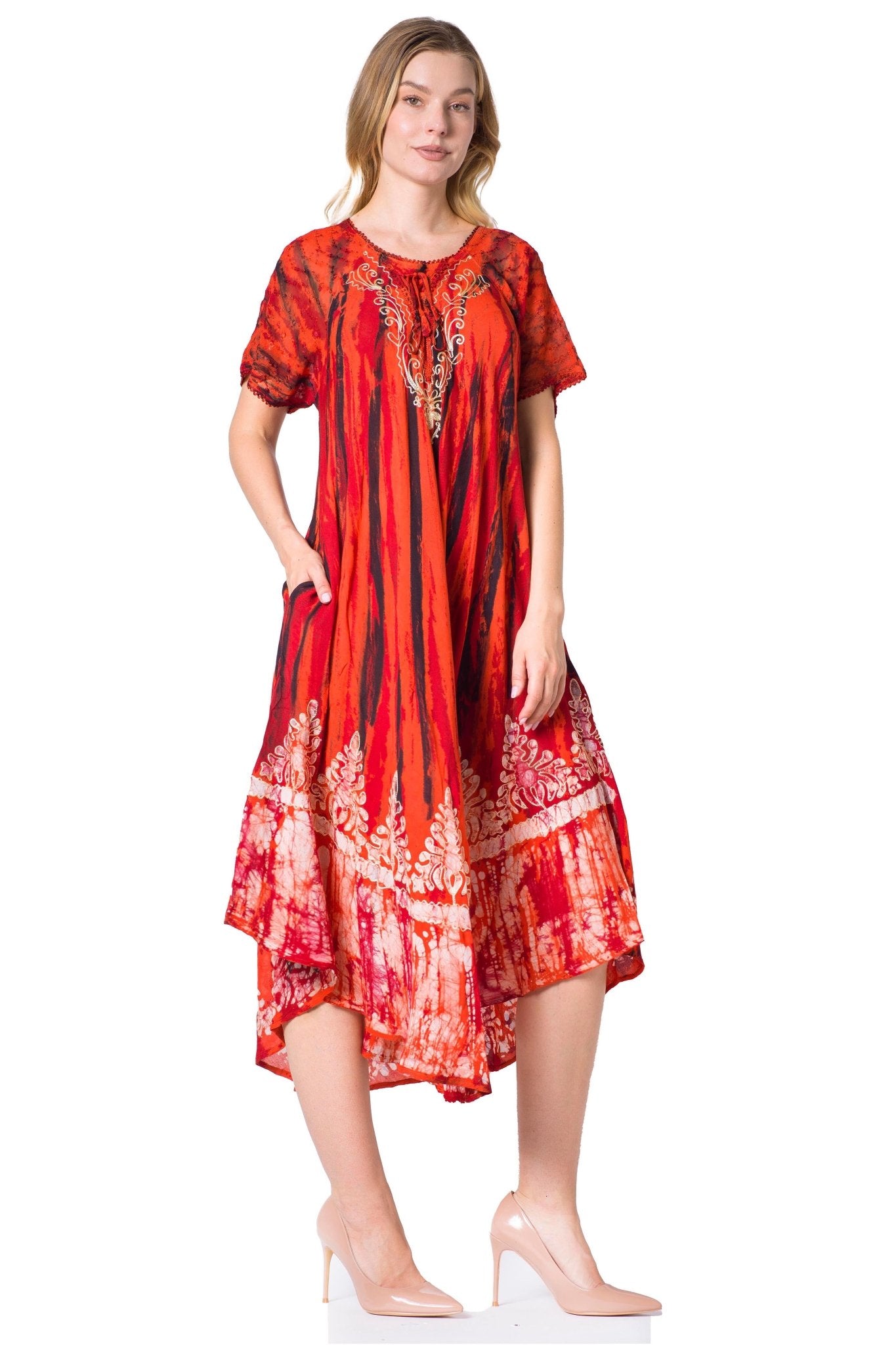 Sakkas Devora Women's Maxi NightGown Caftan Kaftan Dress Tie Dye Batik & Corset dresses La Vie Bien Sakkas Devora Women's Maxi NightGown Caftan Kaftan Dress Tie Dye Batik & Corset