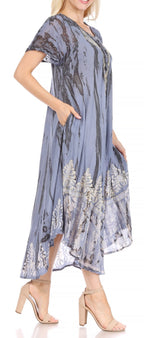 Sakkas Devora Women's Maxi NightGown Caftan Kaftan Dress Tie Dye Batik & Corset dresses La Vie Bien Sakkas Devora Women's Maxi NightGown Caftan Kaftan Dress Tie Dye Batik & Corset