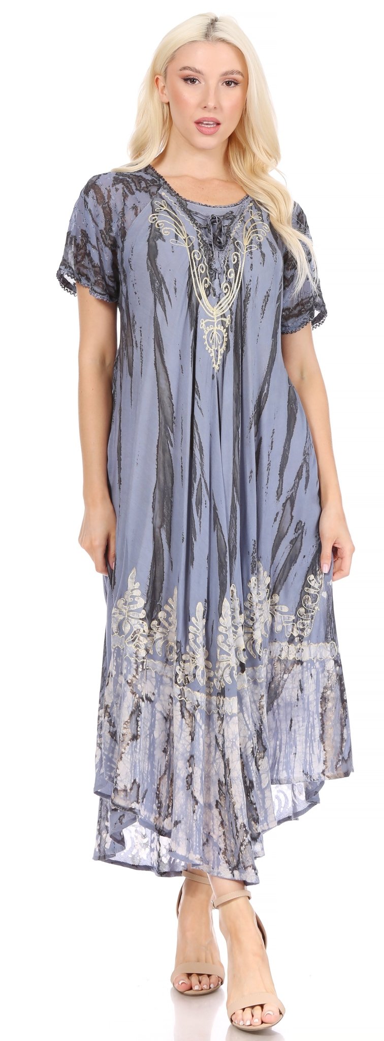 Sakkas Devora Women's Maxi NightGown Caftan Kaftan Dress Tie Dye Batik & Corset dresses La Vie Bien Sakkas Devora Women's Maxi NightGown Caftan Kaftan Dress Tie Dye Batik & Corset
