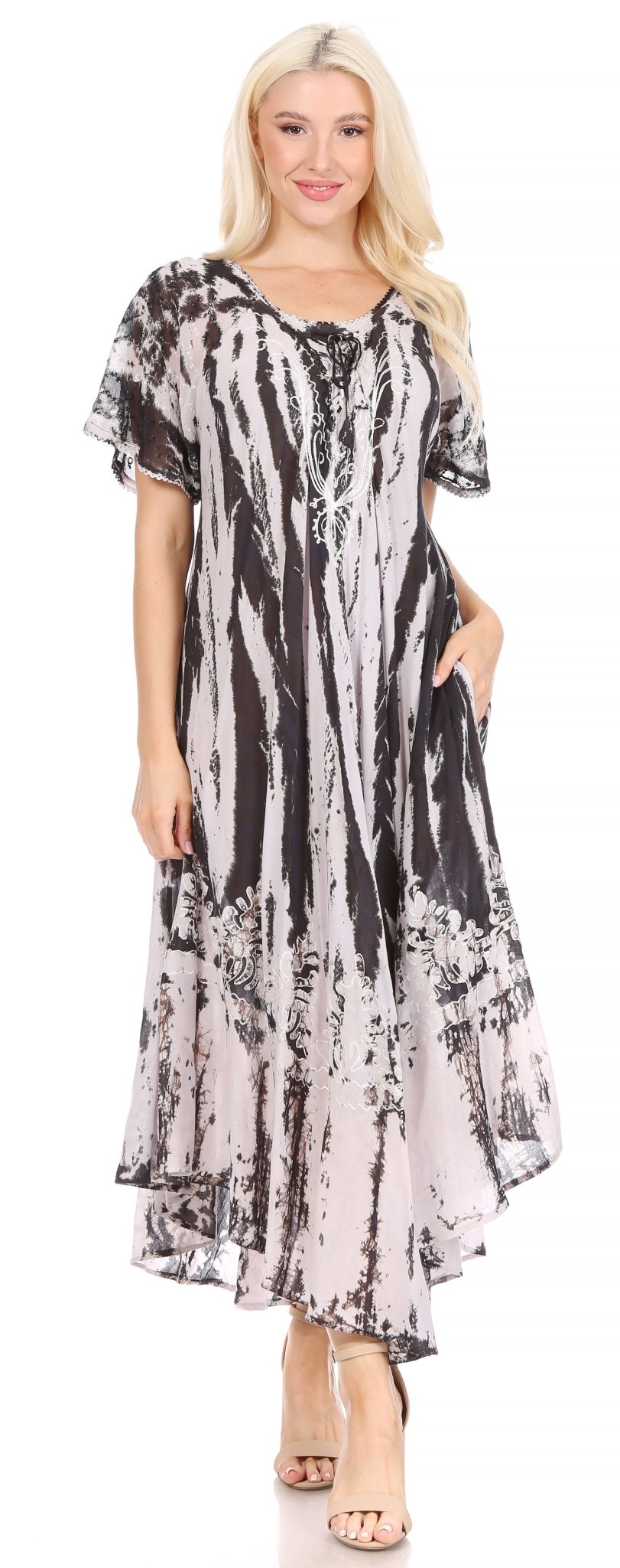 Sakkas Devora Women's Maxi NightGown Caftan Kaftan Dress Tie Dye Batik & Corset dresses La Vie Bien Sakkas Devora Women's Maxi NightGown Caftan Kaftan Dress Tie Dye Batik & Corset