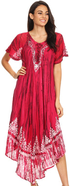 Sakkas Devora Women's Maxi NightGown Caftan Kaftan Dress Tie Dye Batik & Corset dresses La Vie Bien Sakkas Devora Women's Maxi NightGown Caftan Kaftan Dress Tie Dye Batik & Corset