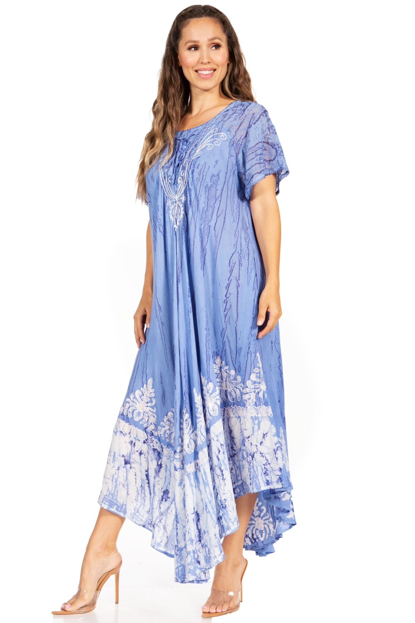 Sakkas Devora Women's Maxi NightGown Caftan Kaftan Dress Tie Dye Batik & Corset dresses La Vie Bien Sakkas Devora Women's Maxi NightGown Caftan Kaftan Dress Tie Dye Batik & Corset