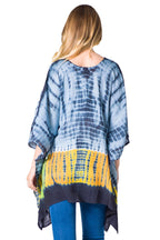Sakkas Eliana Wide Long Tall Embroidered Tie Dye Ombre Batik Poncho Top Blouse tops La Vie Bien Sakkas Eliana Wide Long Tall Embroidered Tie Dye Ombre Batik Poncho Top Blouse