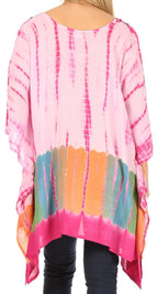 Sakkas Eliana Wide Long Tall Embroidered Tie Dye Ombre Batik Poncho Top Blouse tops La Vie Bien Sakkas Eliana Wide Long Tall Embroidered Tie Dye Ombre Batik Poncho Top Blouse