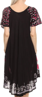Sakkas Elisha Mid Length Batik Caftan Embroidered Cap Sleeves Floral Pattern dresses La Vie Bien Sakkas Elisha Mid Length Batik Caftan Embroidered Cap Sleeves Floral Pattern