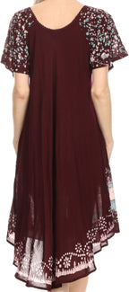 Sakkas Elisha Mid Length Batik Caftan Embroidered Cap Sleeves Floral Pattern dresses La Vie Bien Sakkas Elisha Mid Length Batik Caftan Embroidered Cap Sleeves Floral Pattern