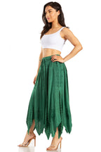 Sakkas Emery Womens Vintage Retro Maxi Rayon Embroidered Zigzag Hem Flowy Skirt skirts La Vie Bien Sakkas Emery Womens Vintage Retro Maxi Rayon Embroidered Zigzag Hem Flowy Skirt