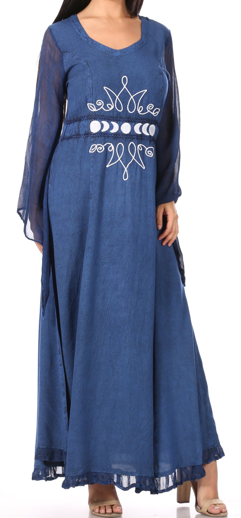 Sakkas Eve Women's Long Sleeve Casual Medieval Renaissance Celtic Maxi Dress Soft dresses La Vie Bien Sakkas Eve Women's Long Sleeve Casual Medieval Renaissance Celtic Maxi Dress Soft