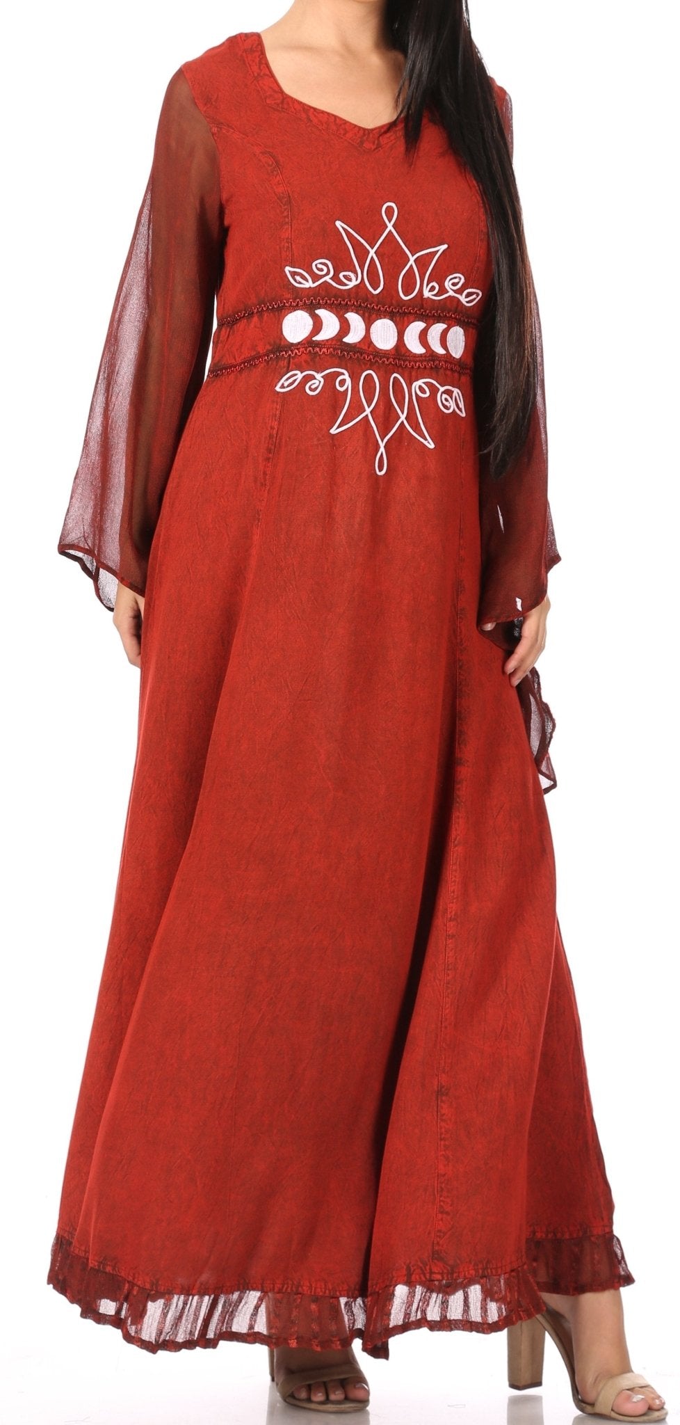 Sakkas Eve Women's Long Sleeve Casual Medieval Renaissance Celtic Maxi Dress Soft dresses La Vie Bien Sakkas Eve Women's Long Sleeve Casual Medieval Renaissance Celtic Maxi Dress Soft