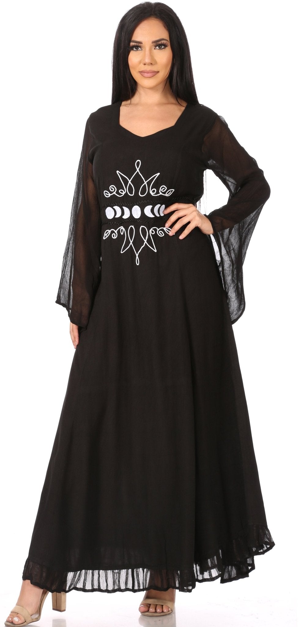 Sakkas Eve Women's Long Sleeve Casual Medieval Renaissance Celtic Maxi Dress Soft dresses La Vie Bien Sakkas Eve Women's Long Sleeve Casual Medieval Renaissance Celtic Maxi Dress Soft