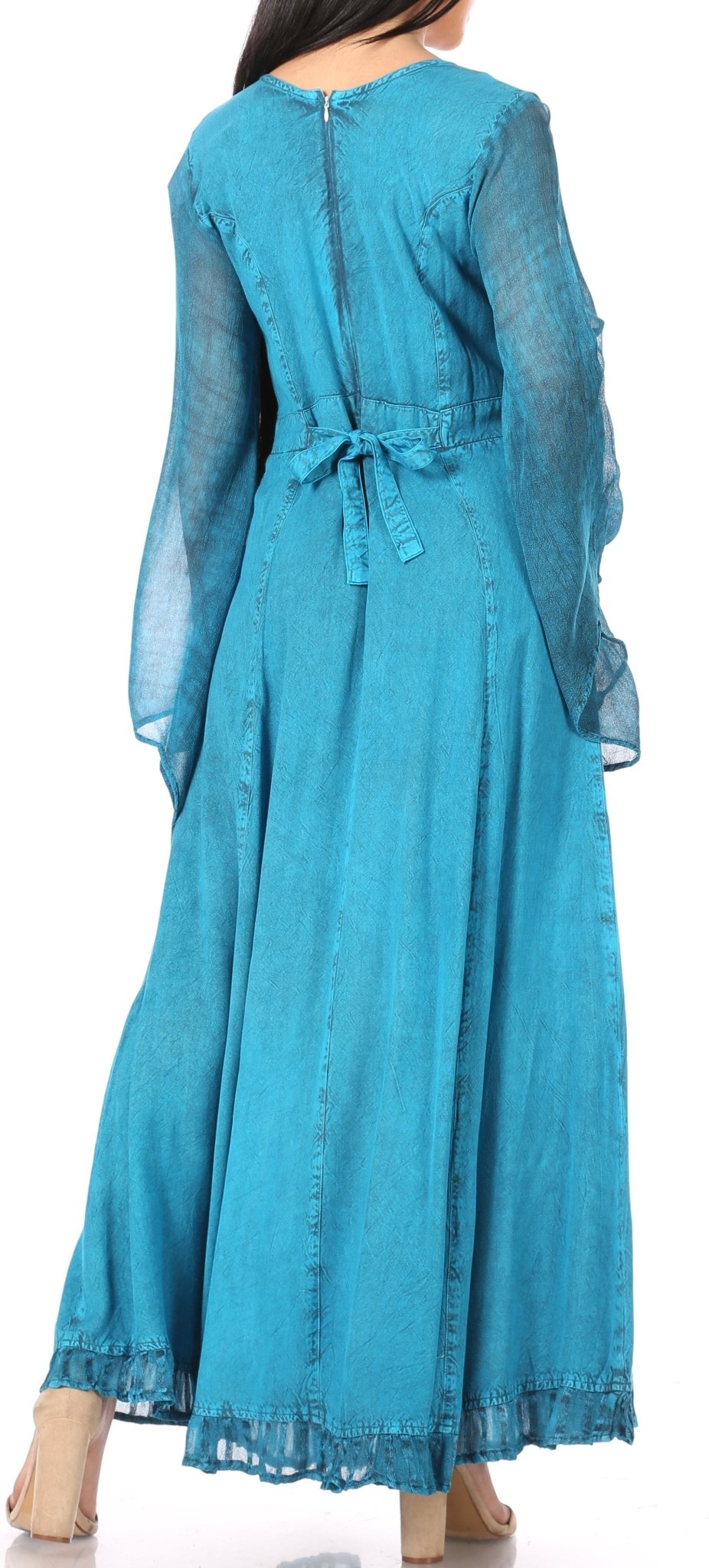 Sakkas Eve Women's Long Sleeve Casual Medieval Renaissance Celtic Maxi Dress Soft dresses La Vie Bien Sakkas Eve Women's Long Sleeve Casual Medieval Renaissance Celtic Maxi Dress Soft