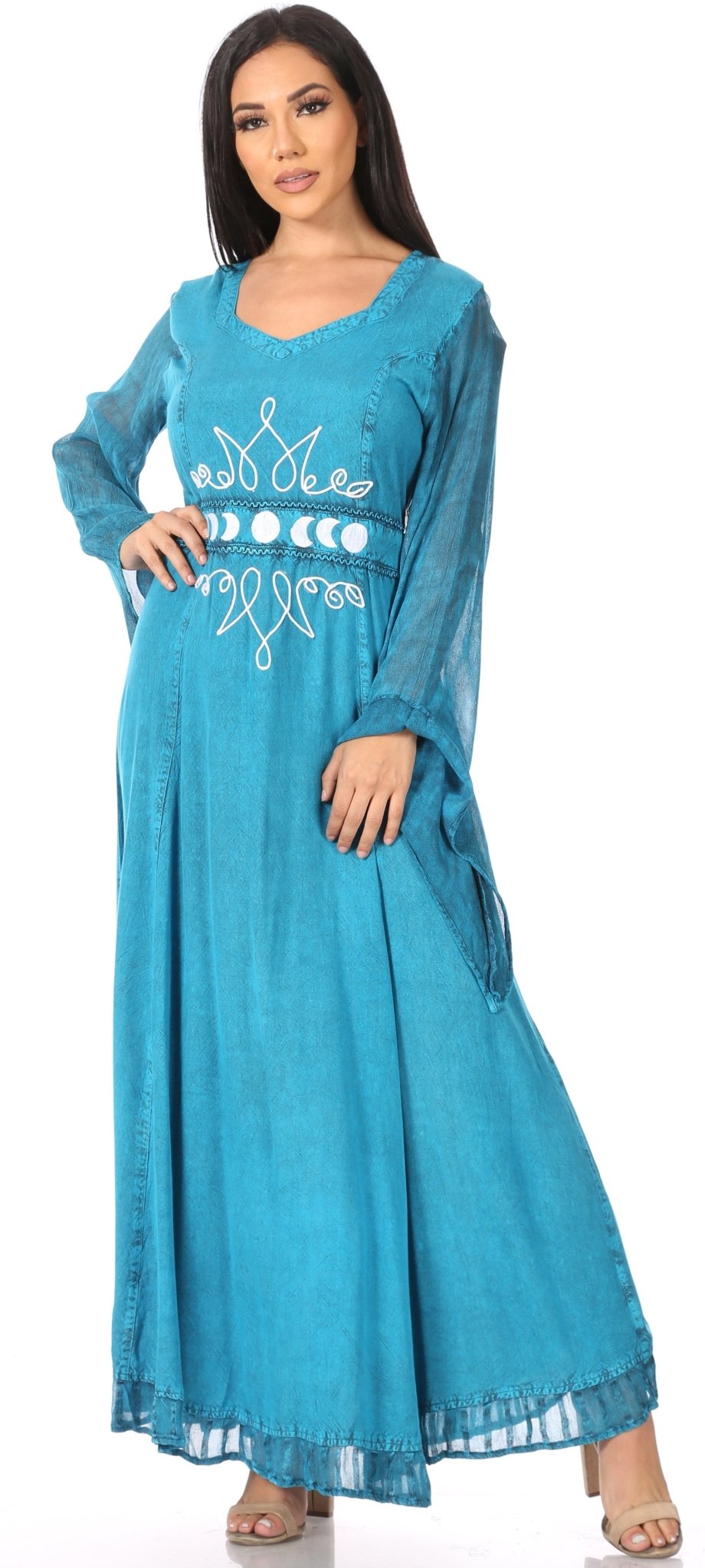 Sakkas Eve Women's Long Sleeve Casual Medieval Renaissance Celtic Maxi Dress Soft dresses La Vie Bien Sakkas Eve Women's Long Sleeve Casual Medieval Renaissance Celtic Maxi Dress Soft