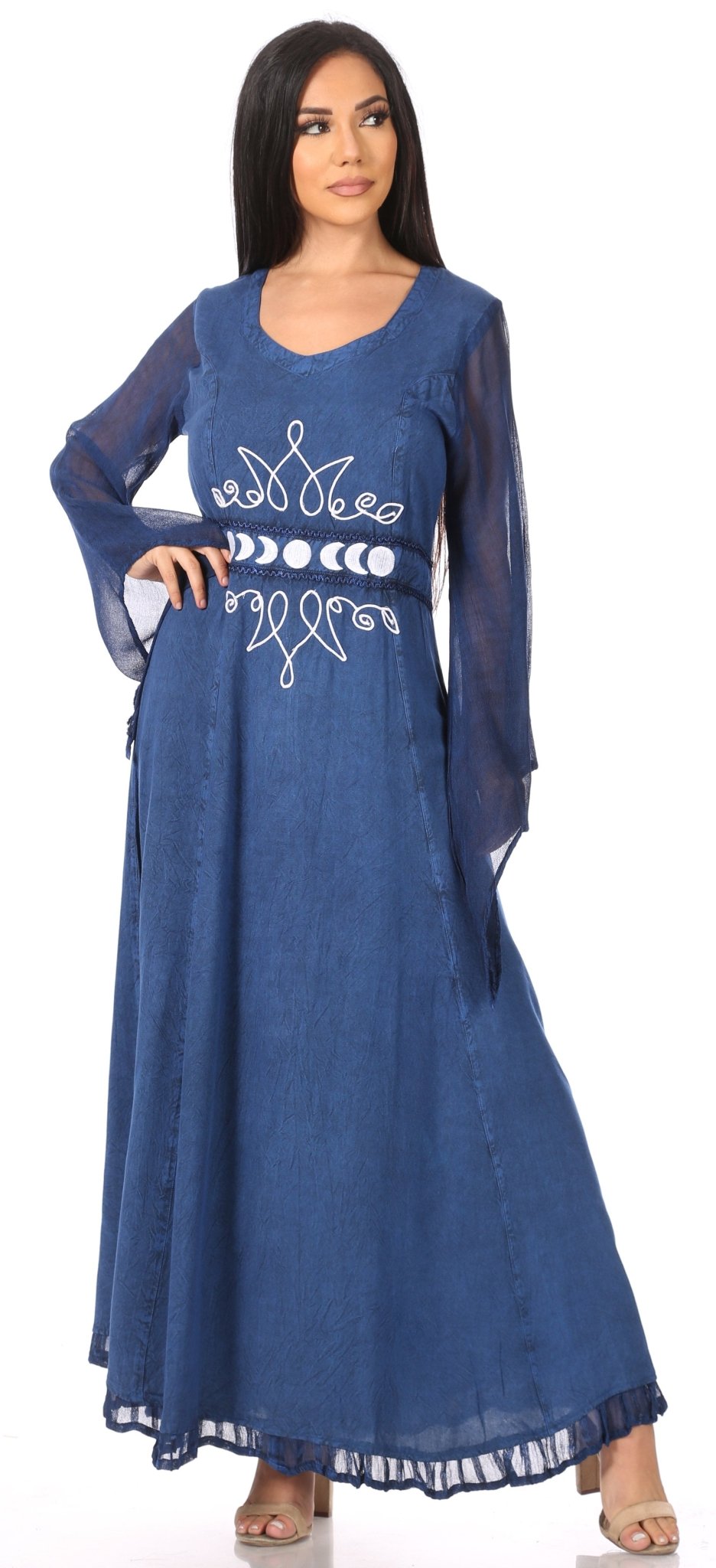 Sakkas Eve Women's Long Sleeve Casual Medieval Renaissance Celtic Maxi Dress Soft dresses La Vie Bien Sakkas Eve Women's Long Sleeve Casual Medieval Renaissance Celtic Maxi Dress Soft