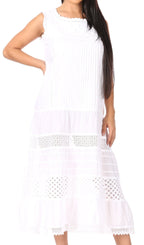Sakkas Fiona Casual Summer Sleeveless Long Maxi Boho Peasant Dress w/Lace Floral dresses La Vie Bien Sakkas Fiona Casual Summer Sleeveless Long Maxi Boho Peasant Dress w/Lace Floral