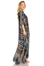 Sakkas Georgettina 2025 Flowy Rhinestone V Neck Long Caftan Dress / Cover Up dresses La Vie Bien Sakkas Georgettina 2025 Flowy Rhinestone V Neck Long Caftan Dress / Cover Up