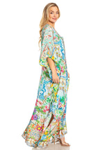 Sakkas Georgettina 2025 Flowy Rhinestone V Neck Long Caftan Dress / Cover Up dresses La Vie Bien Sakkas Georgettina 2025 Flowy Rhinestone V Neck Long Caftan Dress / Cover Up