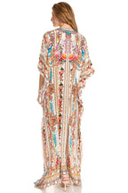 Sakkas Georgettina 2025 Flowy Rhinestone V Neck Long Caftan Dress / Cover Up dresses La Vie Bien Sakkas Georgettina 2025 Flowy Rhinestone V Neck Long Caftan Dress / Cover Up
