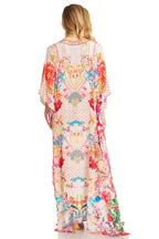 Sakkas Georgettina 2025 Flowy Rhinestone V Neck Long Caftan Dress / Cover Up dresses La Vie Bien Sakkas Georgettina 2025 Flowy Rhinestone V Neck Long Caftan Dress / Cover Up