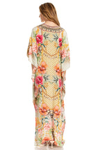 Sakkas Georgettina 2025 Flowy Rhinestone V Neck Long Caftan Dress / Cover Up dresses La Vie Bien Sakkas Georgettina 2025 Flowy Rhinestone V Neck Long Caftan Dress / Cover Up