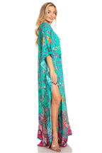 Sakkas Georgettina 2025 Flowy Rhinestone V Neck Long Caftan Dress / Cover Up dresses La Vie Bien Sakkas Georgettina 2025 Flowy Rhinestone V Neck Long Caftan Dress / Cover Up
