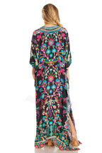 Sakkas Georgettina 2025 Flowy Rhinestone V Neck Long Caftan Dress / Cover Up dresses La Vie Bien Sakkas Georgettina 2025 Flowy Rhinestone V Neck Long Caftan Dress / Cover Up
