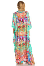 Sakkas Georgettina 2025 Flowy Rhinestone V Neck Long Caftan Dress / Cover Up dresses La Vie Bien Sakkas Georgettina 2025 Flowy Rhinestone V Neck Long Caftan Dress / Cover Up