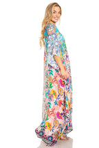 Sakkas Georgettina 2025 Flowy Rhinestone V Neck Long Caftan Dress / Cover Up dresses La Vie Bien Sakkas Georgettina 2025 Flowy Rhinestone V Neck Long Caftan Dress / Cover Up