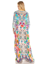 Sakkas Georgettina 2025 Flowy Rhinestone V Neck Long Caftan Dress / Cover Up dresses La Vie Bien Sakkas Georgettina 2025 Flowy Rhinestone V Neck Long Caftan Dress / Cover Up