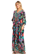 Sakkas Georgettina 2025 Flowy Rhinestone V Neck Long Caftan Dress / Cover Up dresses La Vie Bien Sakkas Georgettina 2025 Flowy Rhinestone V Neck Long Caftan Dress / Cover Up