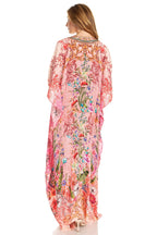Sakkas Georgettina 2025 Flowy Rhinestone V Neck Long Caftan Dress / Cover Up dresses La Vie Bien Sakkas Georgettina 2025 Flowy Rhinestone V Neck Long Caftan Dress / Cover Up