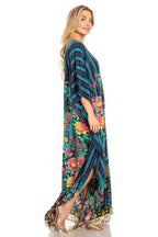 Sakkas Georgettina 2025 Flowy Rhinestone V Neck Long Caftan Dress / Cover Up dresses La Vie Bien Sakkas Georgettina 2025 Flowy Rhinestone V Neck Long Caftan Dress / Cover Up