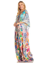 Sakkas Georgettina 2025 Flowy Rhinestone V Neck Long Caftan Dress / Cover Up dresses La Vie Bien Sakkas Georgettina 2025 Flowy Rhinestone V Neck Long Caftan Dress / Cover Up