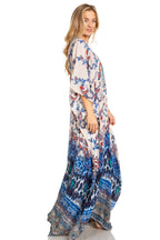 Sakkas Georgettina 2025 Flowy Rhinestone V Neck Long Caftan Dress / Cover Up dresses La Vie Bien Sakkas Georgettina 2025 Flowy Rhinestone V Neck Long Caftan Dress / Cover Up