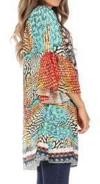Sakkas Inna Colorful Shift Dress Tunic with Bell Ruffled Sleeves & Rhinestones dresses La Vie Bien Sakkas Inna Colorful Shift Dress Tunic with Bell Ruffled Sleeves & Rhinestones