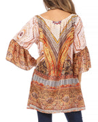 Sakkas Inna Colorful Shift Dress Tunic with Bell Ruffled Sleeves & Rhinestones dresses La Vie Bien Sakkas Inna Colorful Shift Dress Tunic with Bell Ruffled Sleeves & Rhinestones