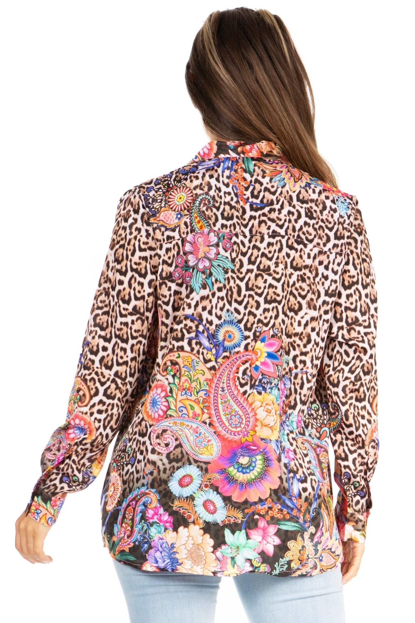 Sakkas Iriss Women's Floral Casual Long Sleeve Boho Summer Blouse tops La Vie Bien Sakkas Iriss Women's Floral Casual Long Sleeve Boho Summer Blouse