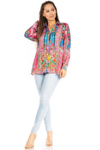 Sakkas Iriss Women's Floral Casual Long Sleeve Boho Summer Blouse tops La Vie Bien Sakkas Iriss Women's Floral Casual Long Sleeve Boho Summer Blouse