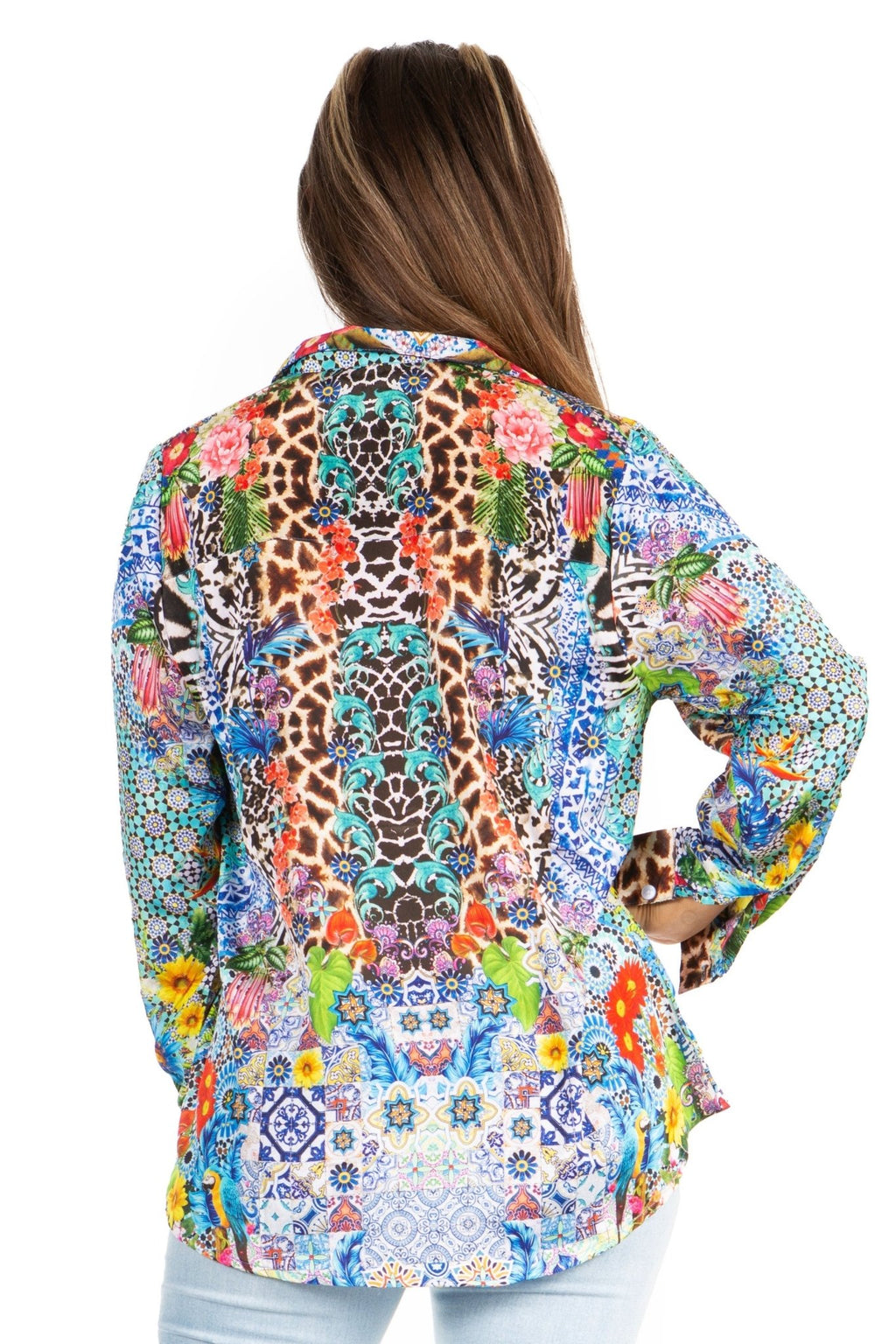 Sakkas Iriss Women's Floral Casual Long Sleeve Boho Summer Blouse tops La Vie Bien Sakkas Iriss Women's Floral Casual Long Sleeve Boho Summer Blouse