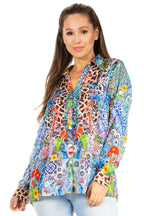 Sakkas Iriss Women's Floral Casual Long Sleeve Boho Summer Blouse tops La Vie Bien Sakkas Iriss Women's Floral Casual Long Sleeve Boho Summer Blouse