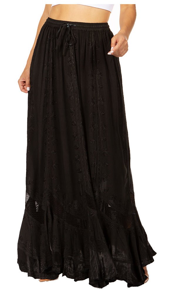 Sakkas Ivy Second Women's Maxi Boho Elastic Waist Embroidered A Line Long Skirt skirts La Vie Bien Sakkas Ivy Second Women's Maxi Boho Elastic Waist Embroidered A Line Long Skirt
