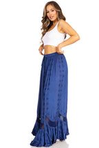 Sakkas Ivy Second Women's Maxi Boho Elastic Waist Embroidered A Line Long Skirt skirts La Vie Bien Sakkas Ivy Second Women's Maxi Boho Elastic Waist Embroidered A Line Long Skirt