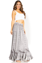 Sakkas Ivy Second Women's Maxi Boho Elastic Waist Embroidered A Line Long Skirt skirts La Vie Bien Sakkas Ivy Second Women's Maxi Boho Elastic Waist Embroidered A Line Long Skirt