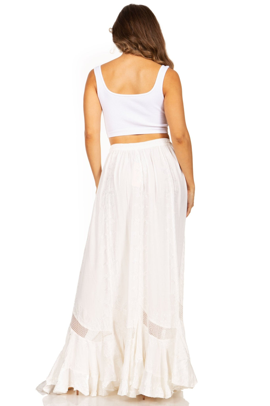 Sakkas Ivy Second Women's Maxi Boho Elastic Waist Embroidered A Line Long Skirt skirts La Vie Bien Sakkas Ivy Second Women's Maxi Boho Elastic Waist Embroidered A Line Long Skirt