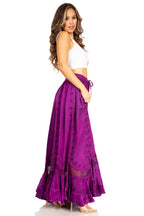 Sakkas Ivy Second Women's Maxi Boho Elastic Waist Embroidered A Line Long Skirt skirts La Vie Bien Sakkas Ivy Second Women's Maxi Boho Elastic Waist Embroidered A Line Long Skirt