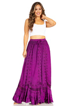 Sakkas Ivy Second Women's Maxi Boho Elastic Waist Embroidered A Line Long Skirt skirts La Vie Bien Sakkas Ivy Second Women's Maxi Boho Elastic Waist Embroidered A Line Long Skirt